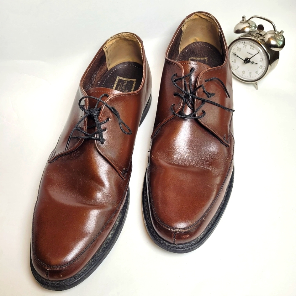 VTG Stuart McGuire Mens Leather Lace-up Dress Shoe Brown 11C Ortho Vent Biltrite